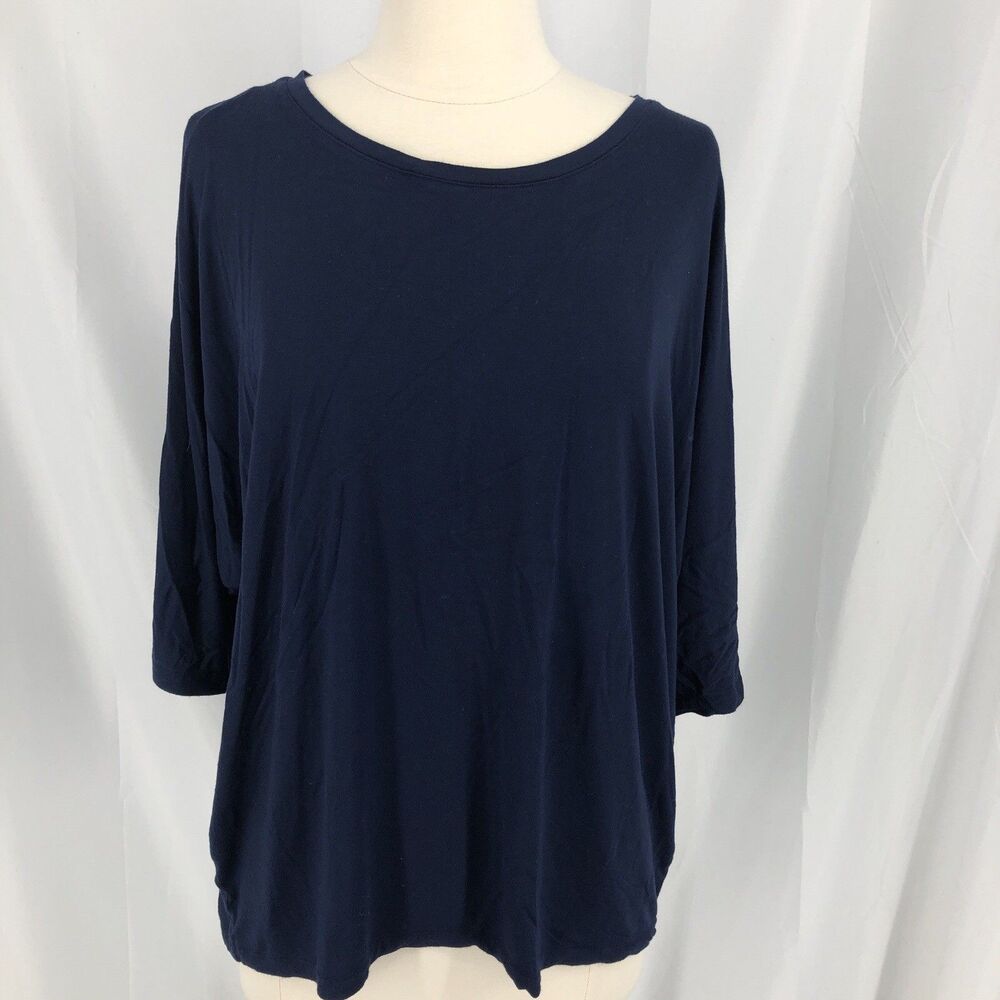 Tahari Women’s Navy Long Sleeve Cold Shoulder Blouse XL